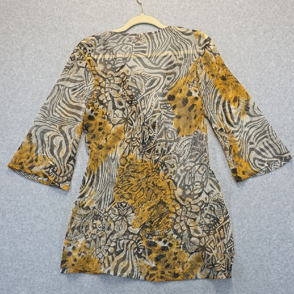 Embellished V-Neck Animal Print Shear Top - Picture 11 of 13